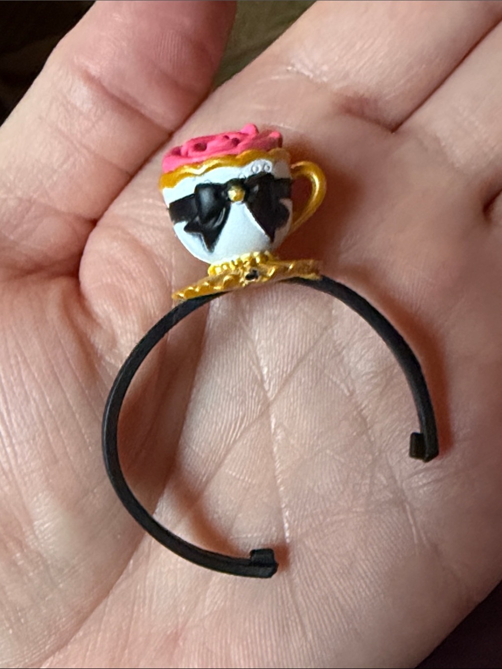 Monster High Alice In Wonderland Black Headband with Pink Rose and Gold Teacup